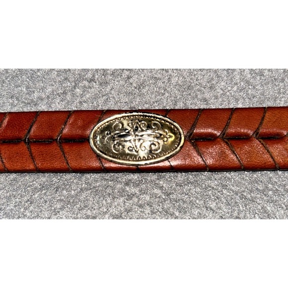 Vtg Brighton Leather Belt 96407 M Silver Tone Buckle Brown Ornate main image 14